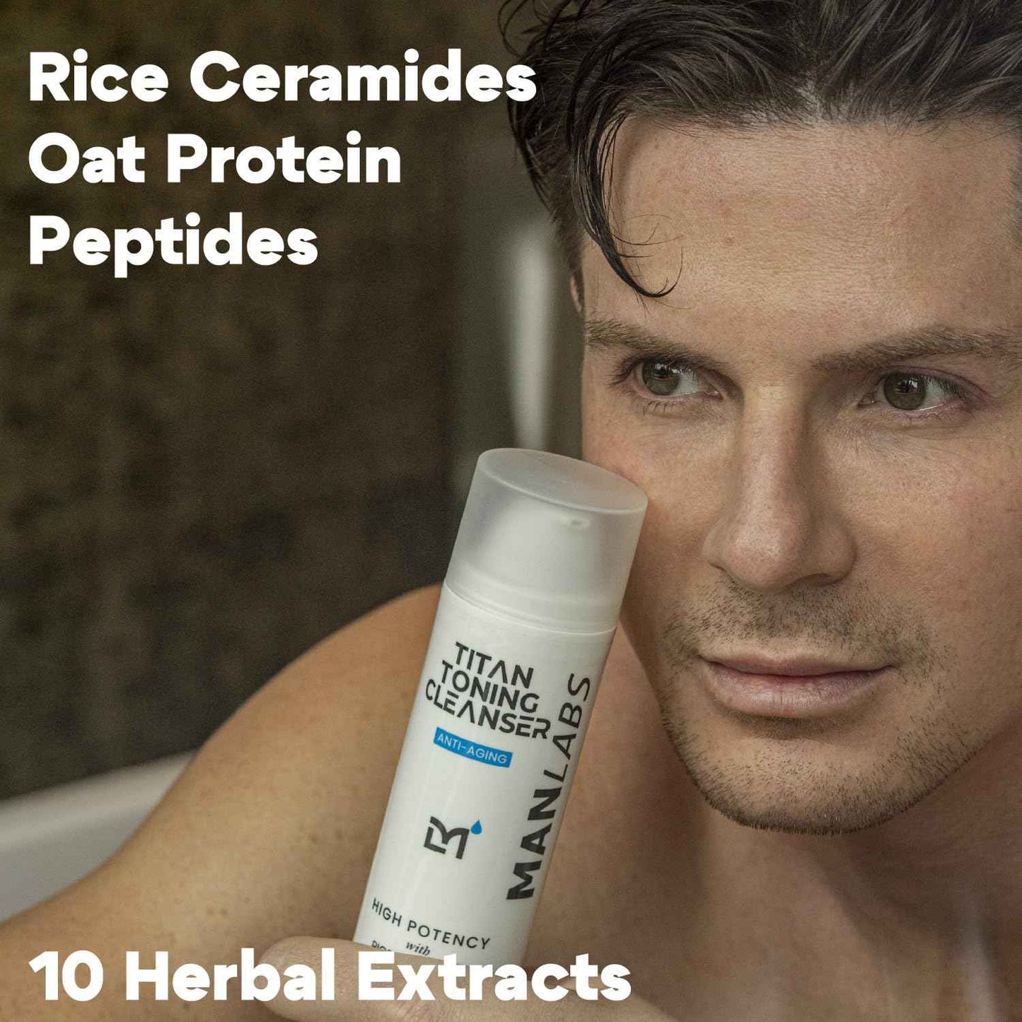 Man Labs Titan Anti-Aging Mens Face Wash – For Men, Cleanse, Hydrate, Revitalize – Gentle Exfoliating Face Cleanser – Men, Skin Care – Herbal Extracts, Ceramides, Peptides, All Skin Types – Unscented