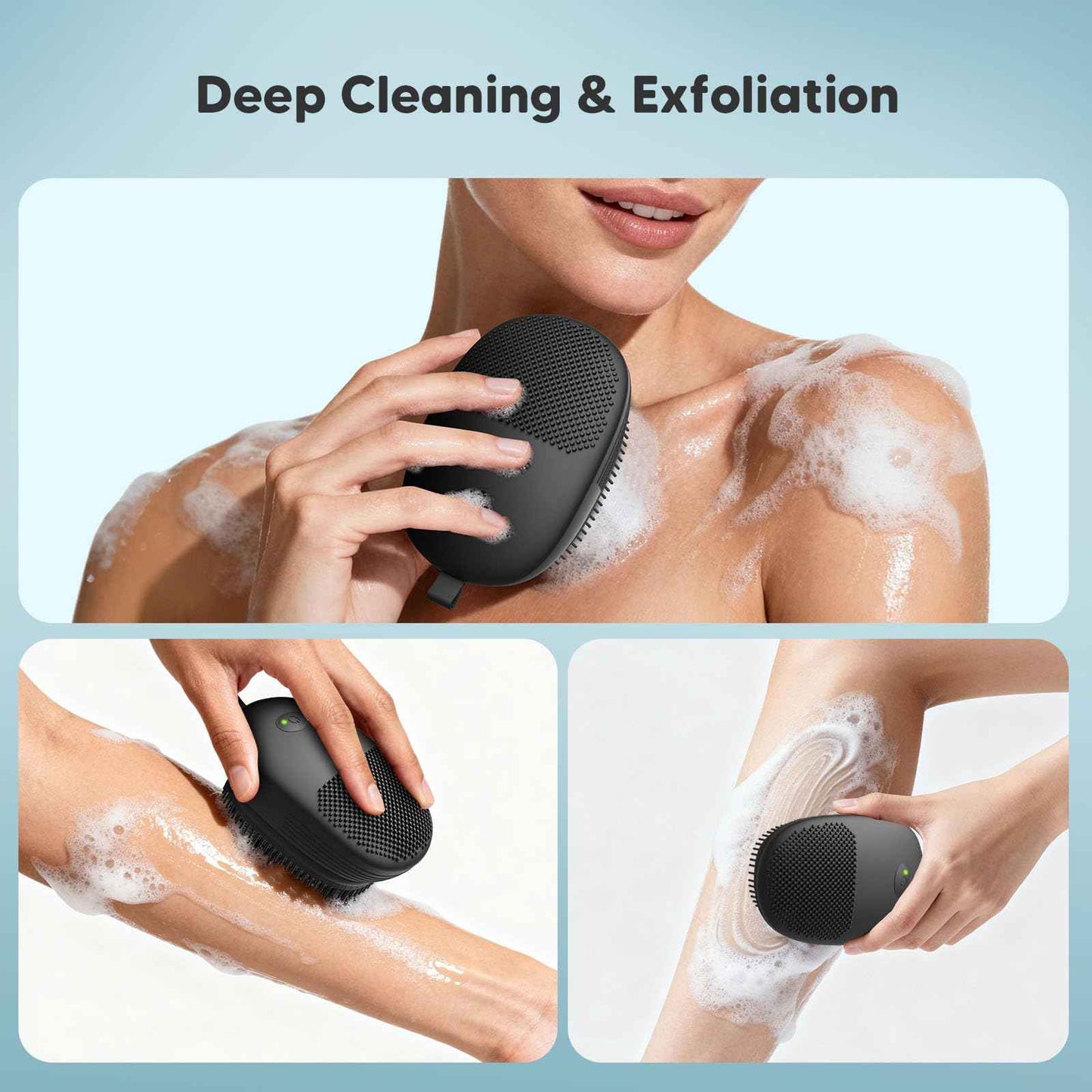 Nacetive Electric Sonic Body Scrubber – Food-Grade Soft Silicone Shower Brush & Loofah Alternative, Gentle Exfoliating & Deep Cleaning, Removes Dry Skin, Boosts Circulation & Revives Skin Glow