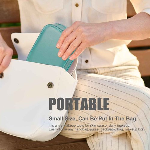 Dannir Travel Makeup Case with LED Mirror, Makeup Bag with Lighted Mirror, Cosmetic Storage Box, Christmas Portable Organizer Vanity Case for Women, Beauty Tool Accessories Rechargeable, Green