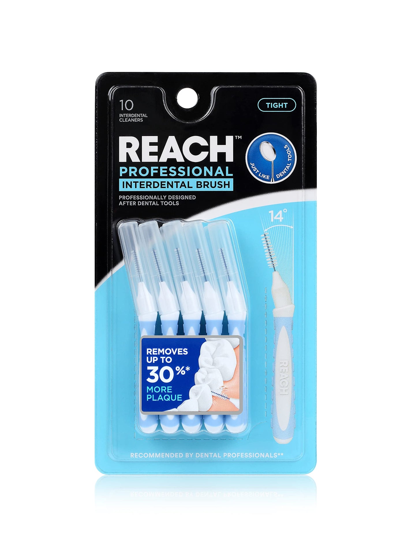 Reach Interdental Brush Cleaners, 1mm, Tight, Sensitive Gum Protection, Plaque Remover for Teeth, Braces Flossers, Braces Brush, Dental Toothbrushes, Oral Care, 6 Pack, 10 Count