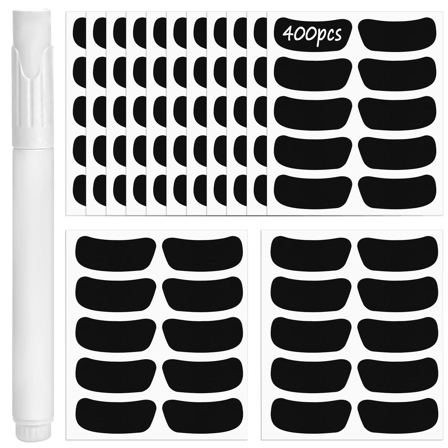 Mozeat Lens 200 Pairs Eye Strips Sports Eye Stickers Sports Black Eye Stickers with 1 White Pencil Breathable Eye Black Strips for Baseball Football Softball Lacrosse Fans on Game Day