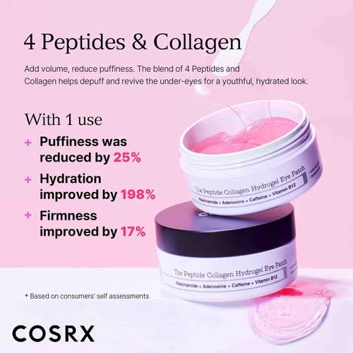 COSRX Peptide Collagen Hydrogel Eye Patch + Snail Mucin 96% Power Essence, Korean Skin Care