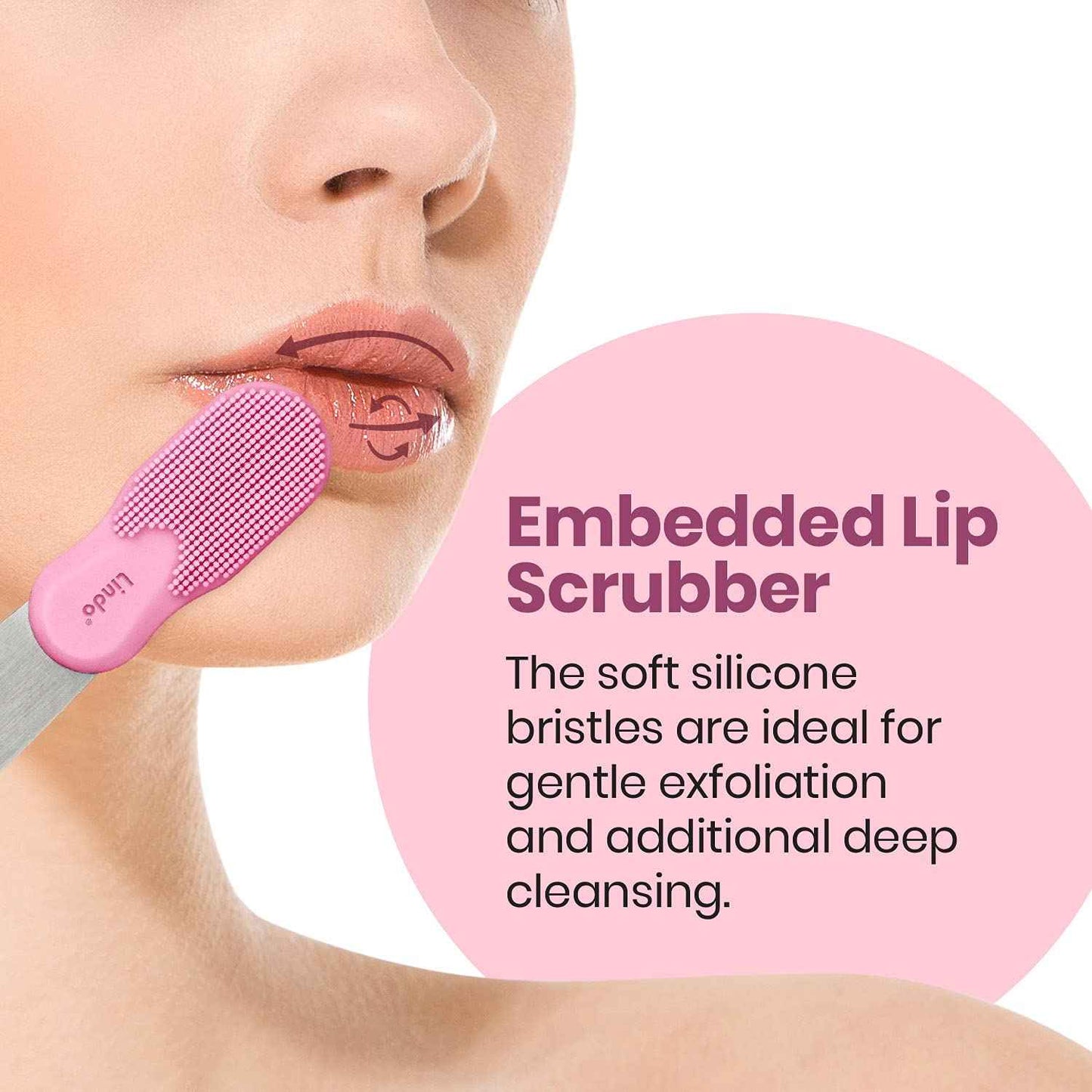 Lindo Beauty Buffer - Microdermabrasion Tool, Diamond Infused, Embedded Silicone Lip Scrubber, For Smooth Skin, Radiant Complexion, Travel Pouch Included (Beauty Buffer with Silicone Lip Scrubber)
