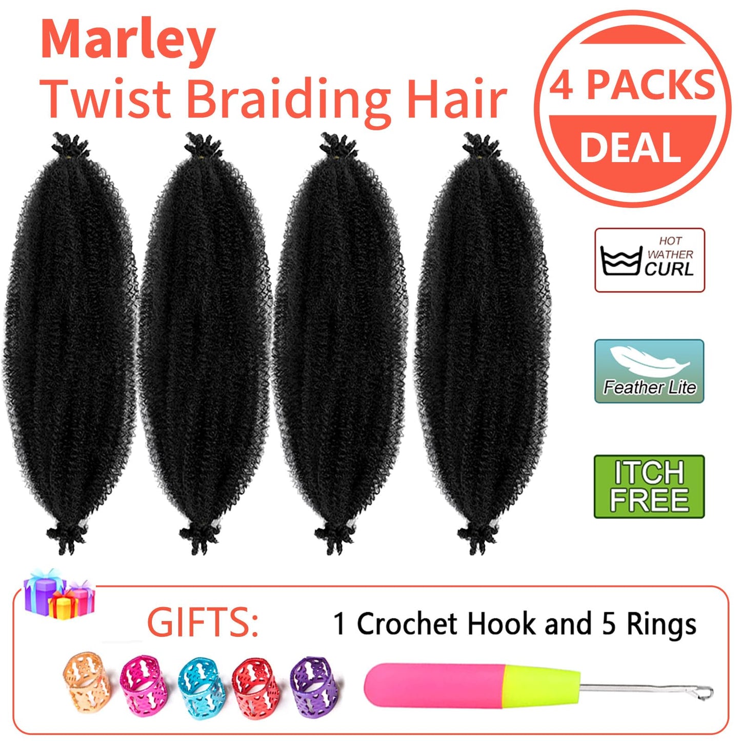 Anemoi Red Burgundy Marley Twist Braiding Hair, 10 Inch 4 Packs Springy Afro Kinky Twist Hair,Pre-Fluffed Spring Twist Hair Twisted Up Marley Hair For Black Women Crochet Braids(10inch,4packs,BUG#)