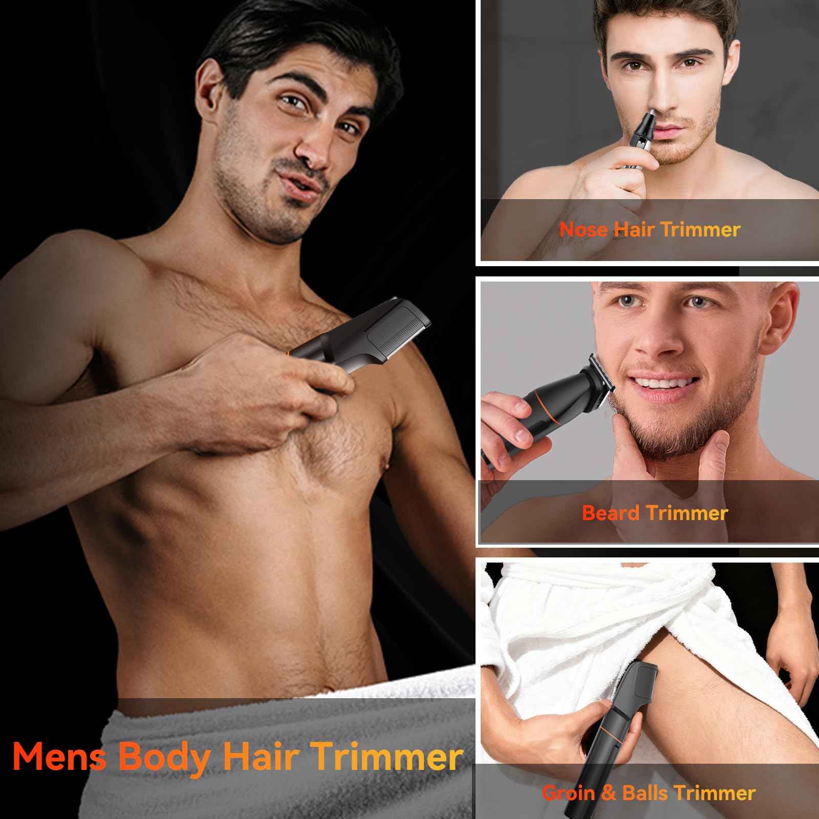 MAXGROOM Manscape Body Hair Trimmer for Men, Waterproof Pubic, Groin & Ball Shaver, No-Nick Mens Electric Grooming Kit with LED Display, USB Rechargeable, Adjustable Guide Comb