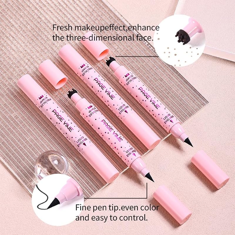 Dual-Ended Liquid Eyeliner & Freckle Stamp Pen - 2 in 1