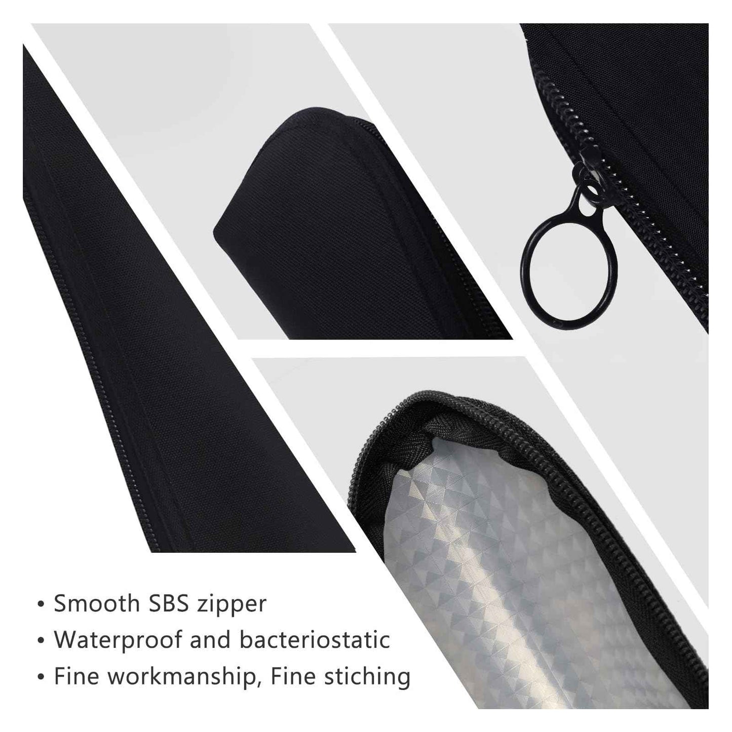 Aosbos Small Makeup Brush Holder Bag, 8.0 x 2.6 IN, Travel Cosmetic Pouch Organizer for Make Up Brush Traveling Case, Black Multi-Functional Pouch