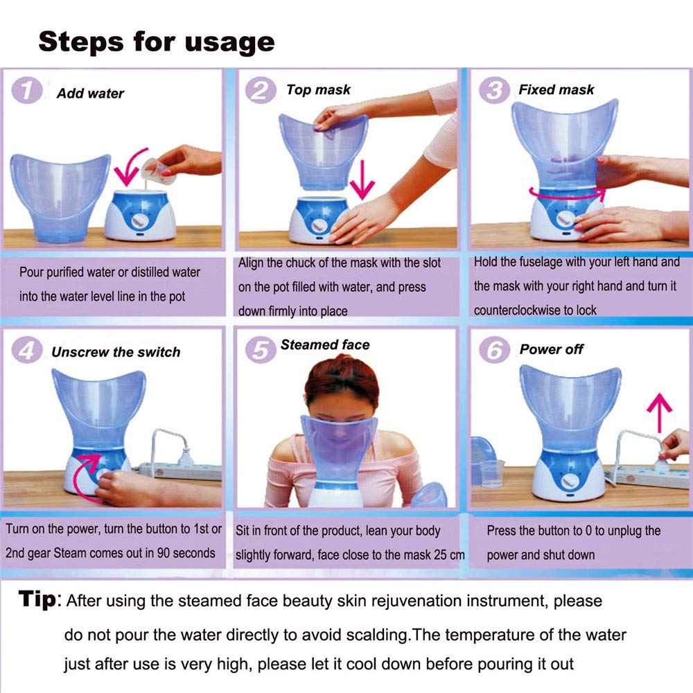 Facial Steamer Professional Steam Inhaler Facial Sauna Spa for Face Mask Moisturizer - Sinus with Aromatherapy Diffuser Skin Care