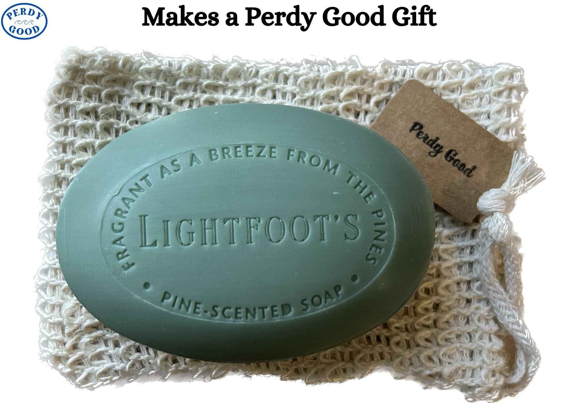 Perdy Good Lightfoot's Pine Soap for Men (3 Bars), 3 Plastic Free Exfoliating Sisal Saver Bags