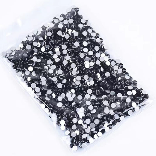 Ely D 1440PCS Black Flat Back Crystal Rhinestones, Round Gems, Black Nail Art Rahinestone (SS10(3.0mm)) Glass Loose Gemstones, for Crafts Nail Face Art Clothes Jewels (Jet Black)