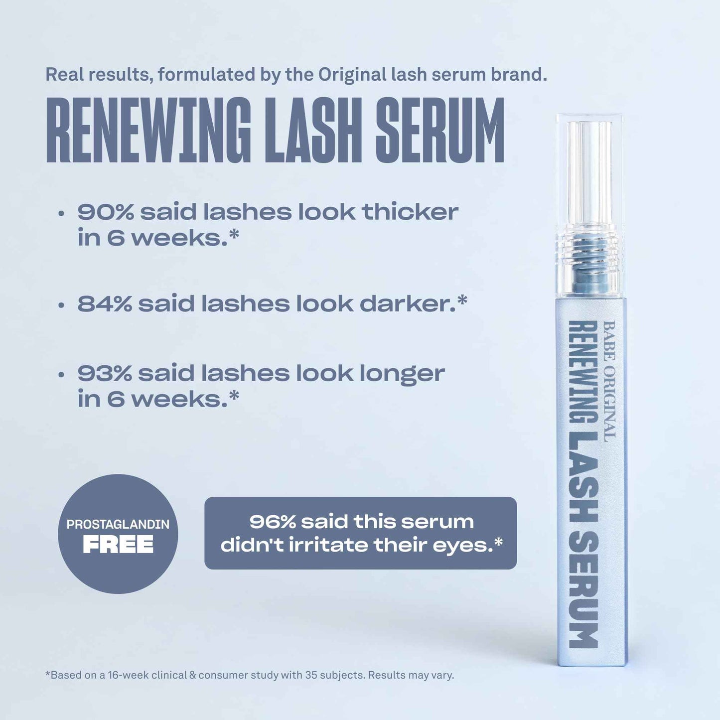 BABE ORIGINAL Renewing Lash Serum – Peptide-Infused Eyelash Serum for Fuller, Longer-Looking Natural Lashes, Lash Enhancing Treatment with Nourishing Botanicals, Cruelty-Free & Gentle, 6mL