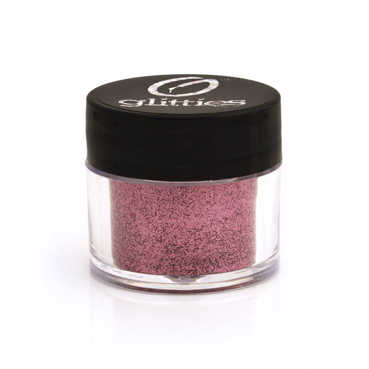 GLITTIES - Pink Rouge - Cosmetic Grade Extra Fine (.006") Loose Glitter Powder Safe for Skin! Perfect for Makeup, Body Tattoos, Face, Hair, Lips, Soap, Lotion, Nail Art - (10 Gram Jar)