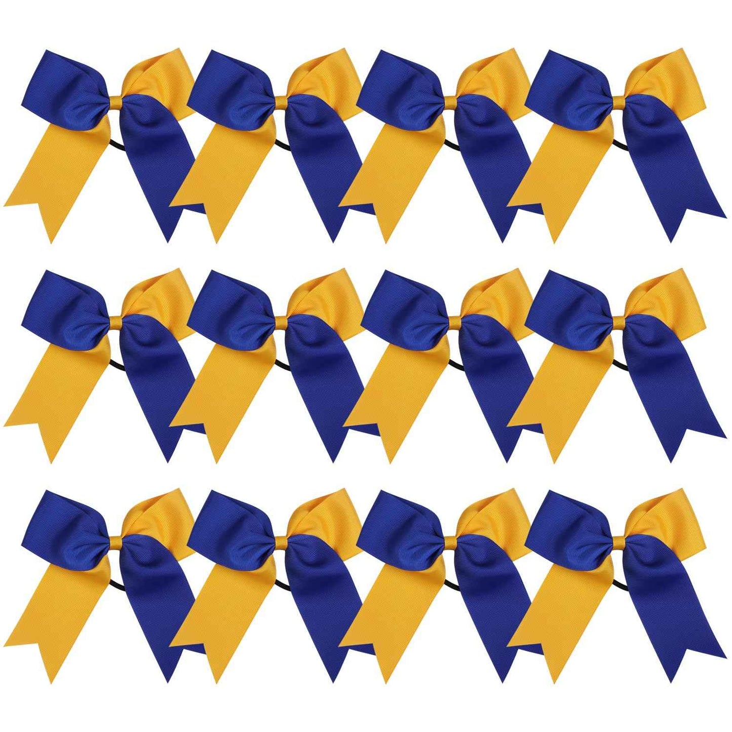 Cheer Bows 6 Inch 2 Color Ponytail Holder Hair Tie 16 Pcs Cheerleader Bows Hair Tie (Royal Blue/Gold)