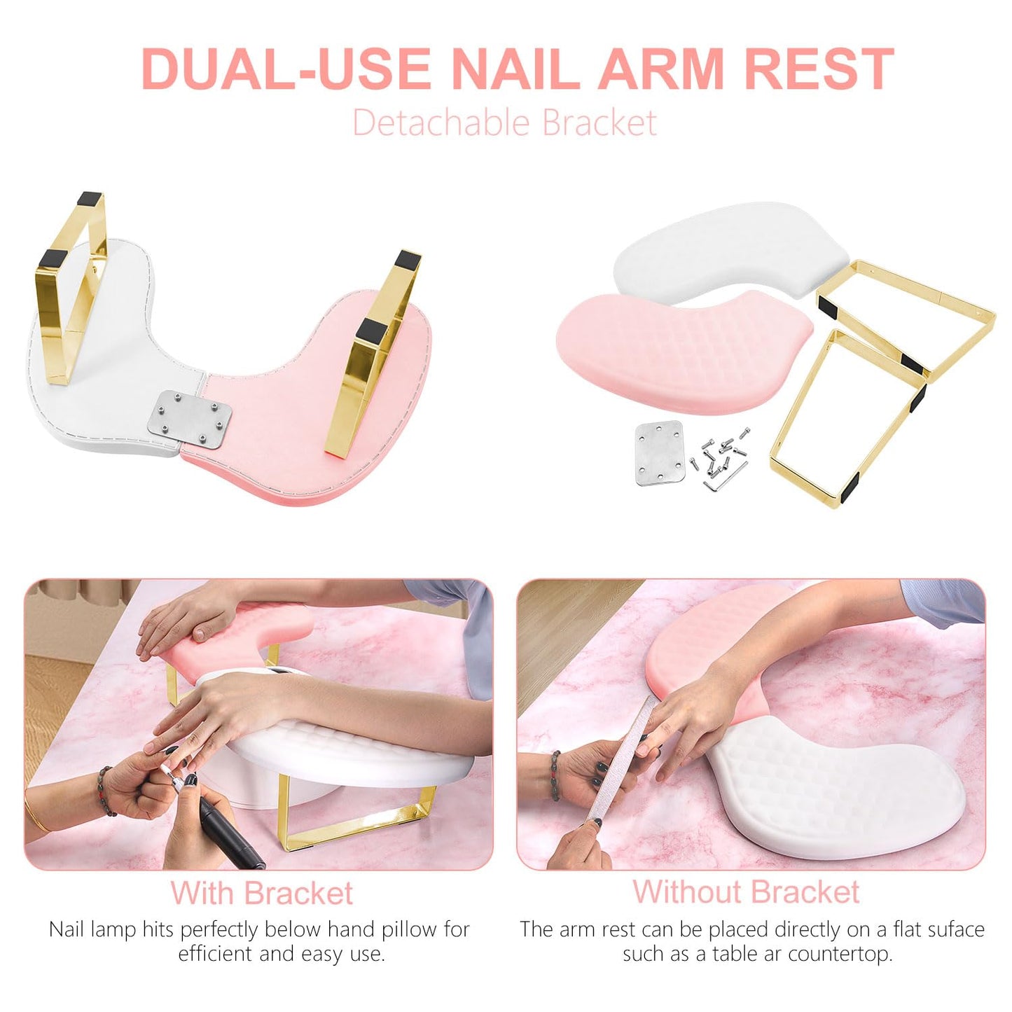 Nail Arm Rest,Soft Memory Foam U-shaped Nail Hand Rest Cushion for Acrylic Nails,Nail Arm Rest Stand with Inclined Legs,Anti-slip Bracket,Manicure Salon Home Nail Tech Use (Patchwork Color)