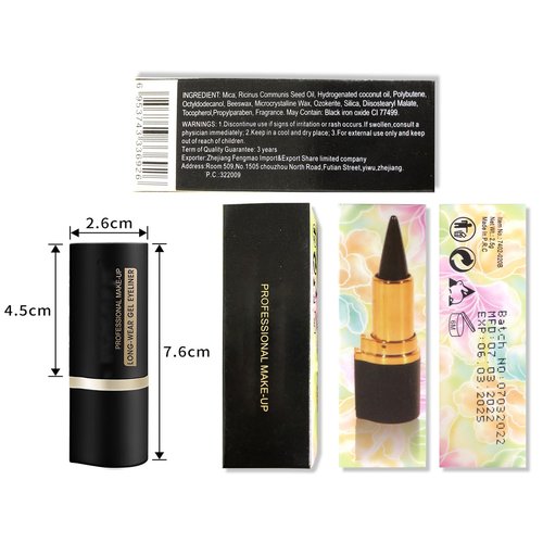 Matte Quick-Dry Eyeliner,Long Wear Gel Eyeliner Pencil,Natural Black Eyeliner Cream Waterproof Eyeliner Pen,Smokey Eyeshadow Palette Stick Crayon,Gel Eye Liner for Goth Halloween Makeup (Black)