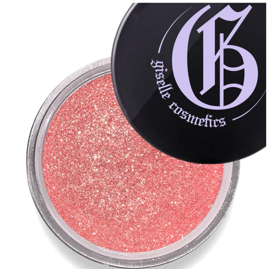 Giselle Cosmetics Coral Gold Loose Mineral Eye Shadow - Organic, Talc-Free, Shimmer & Glitter Eye Makeup - Sparkly, Iridescent, Metallic Eyeshadow Palette - Coral, Pink, Purple and Gold