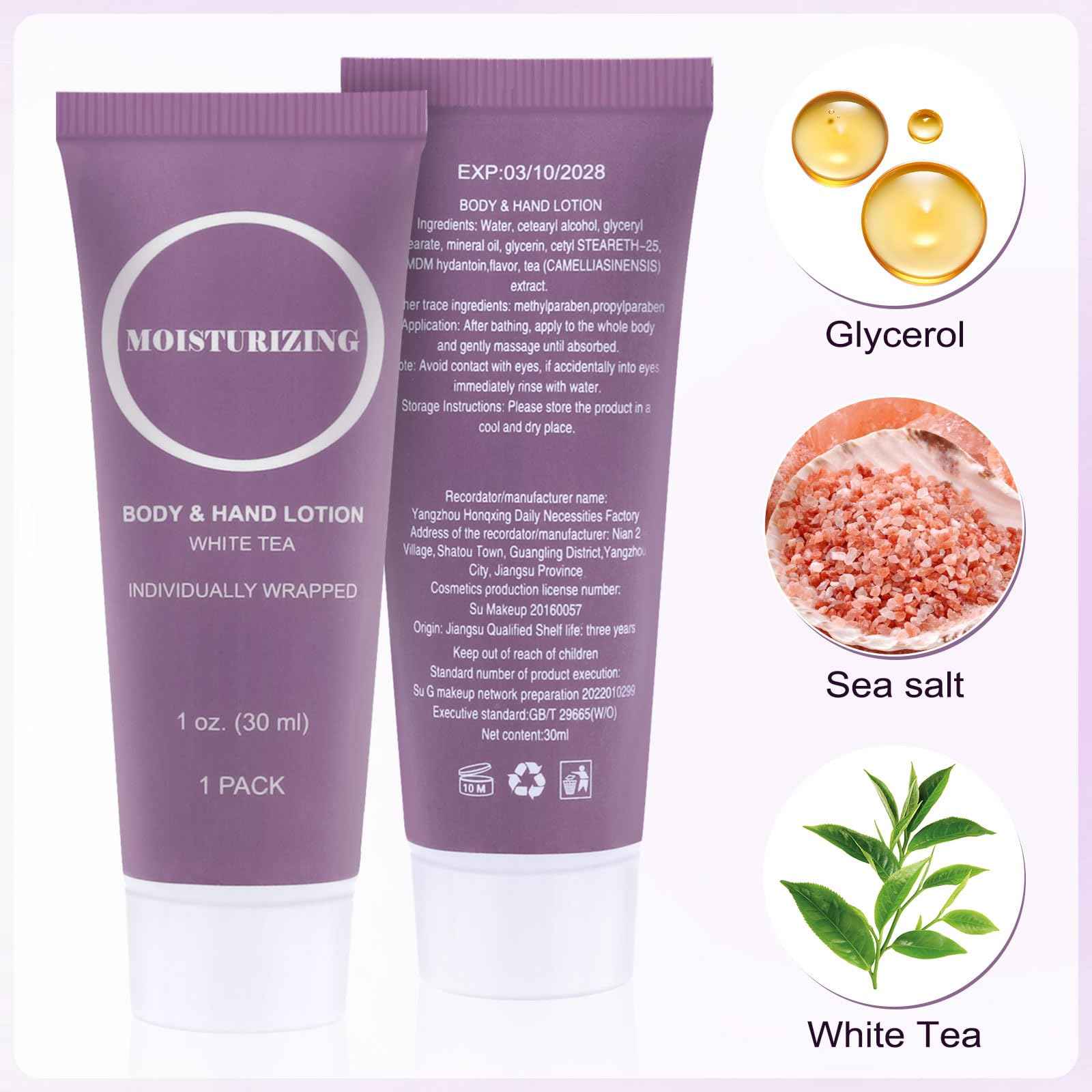 Travel Size Body Lotion, Small Hand Cream Lotion Bulk, Nourishing Extra Dry Skin Individually Wrapped Mini Bottle Shower Moisturizer Lotion Toiletries for Travel Hotel Homeless 1 oz (Pack of 100)