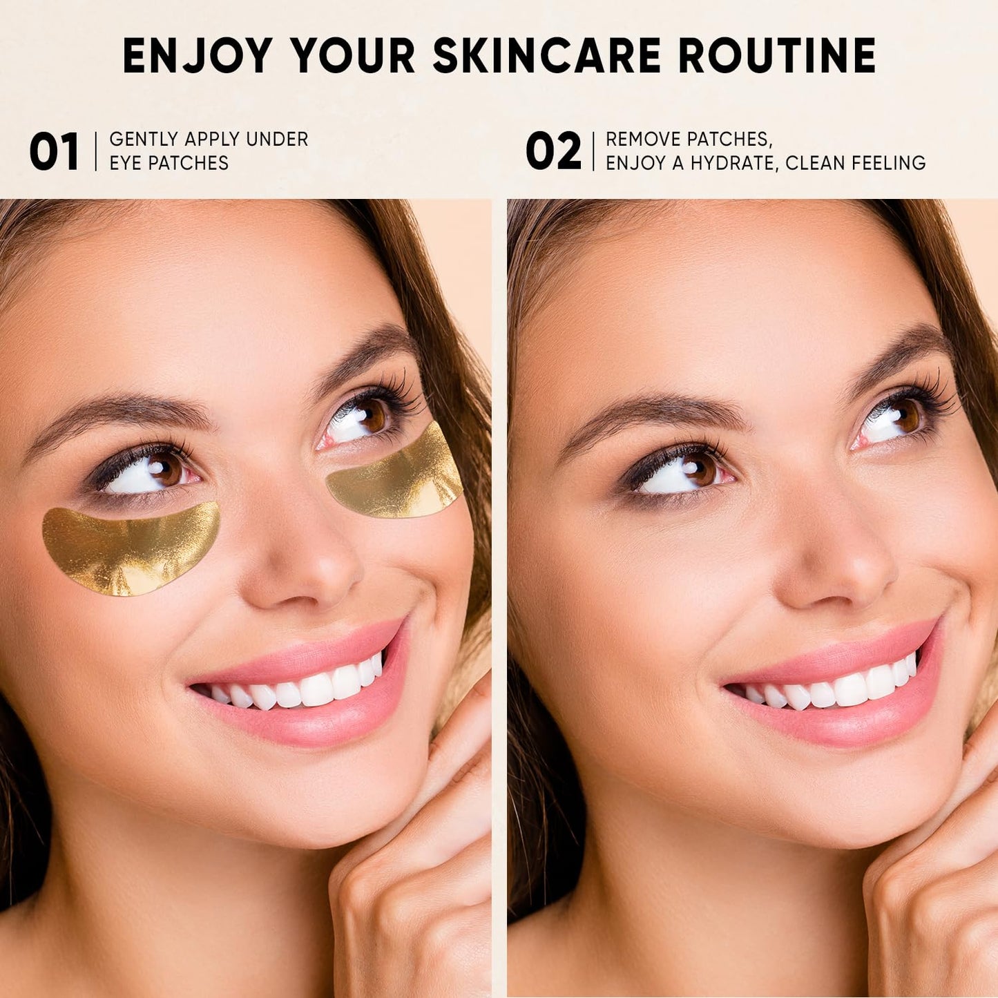 CÉLOR Under Eye Patches Premium - Golden Under Eye Mask Enriched with Hyaluronic Acid, Caffeine, Tea Tree & Collagen, Under Eye Patches for Puffy Eyes, Dark Circles and Puffiness (7 Pairs)