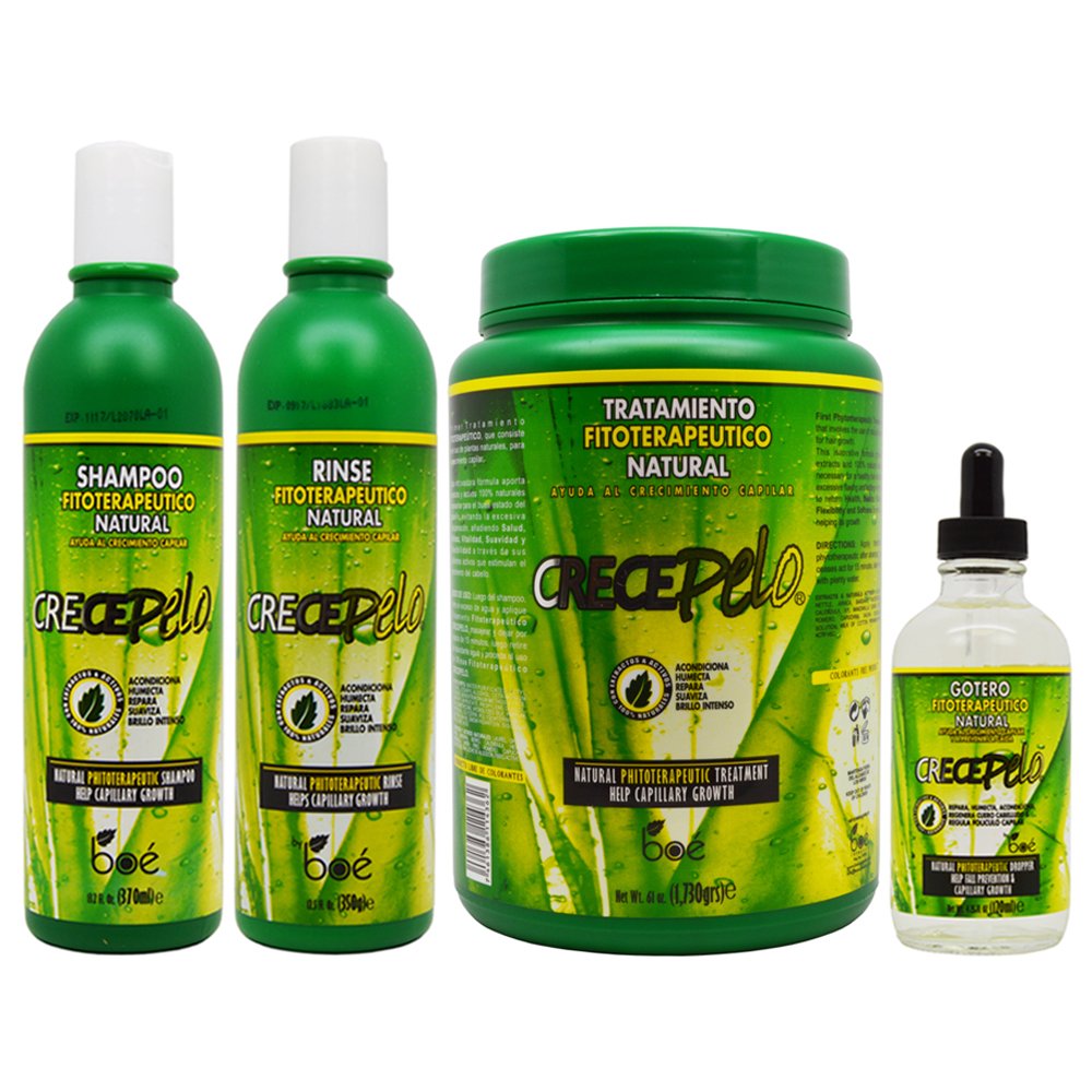 BOE Crece Pelo Fitoterapeutico Natural Shampoo & Rinse & Treatment & Gotero "Set II"