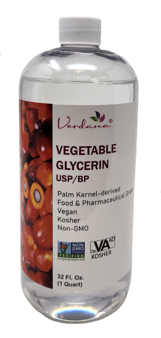 Verdana Vegetable Glycerin – USP/BP Refined - Premium Food Grade and USP Grade – Pure, Vegan, Kosher, Non-GMO Palm oil derived – 32 Fl Oz