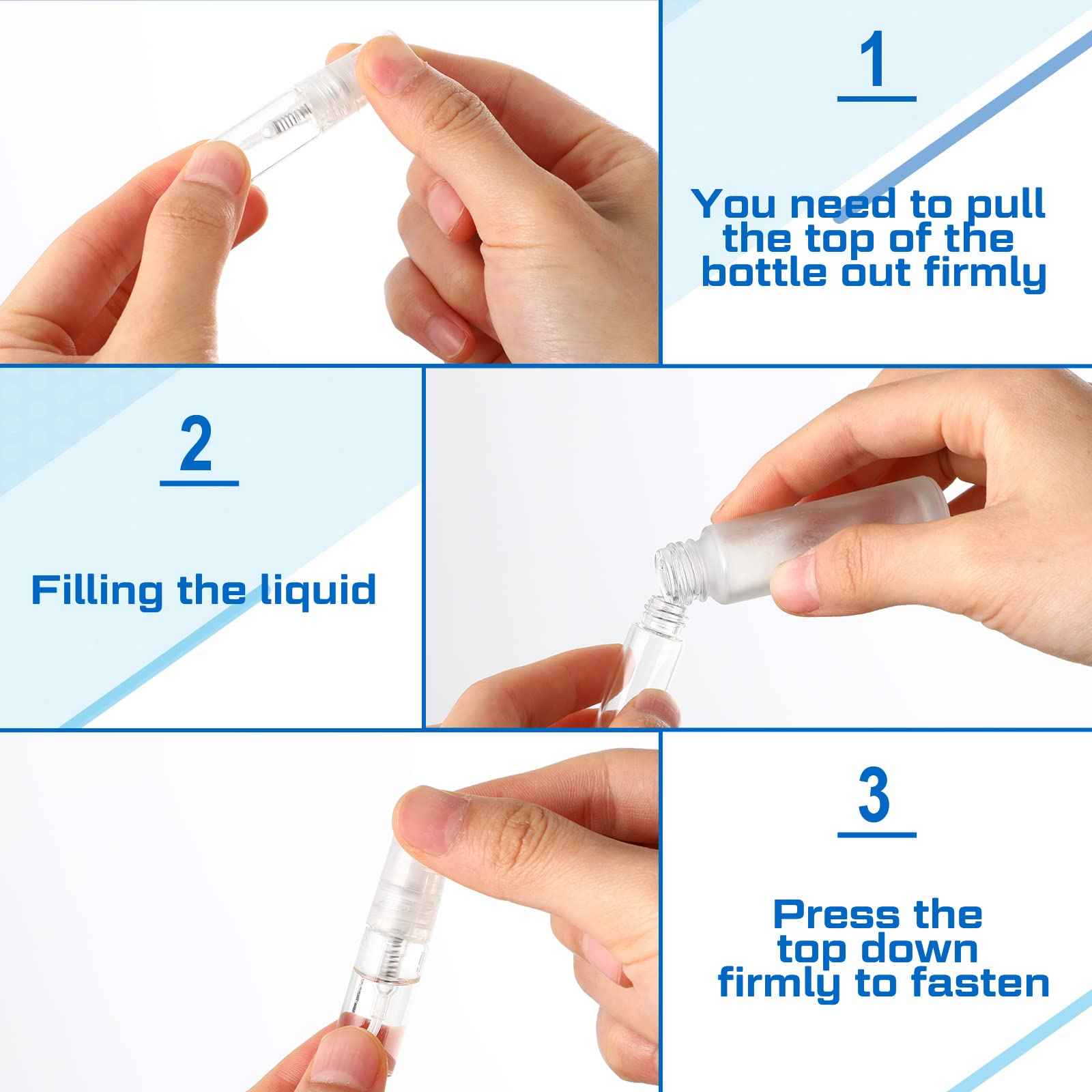 Lallisa 100 Pcs 3ml Mini Spray Bottles Clear Glass Perfume Bottles Refillable Fine Mist Spray Empty Fragrance Sample Containers Cosmetics Atomizer for Cleaning, Travel, Essential Oils