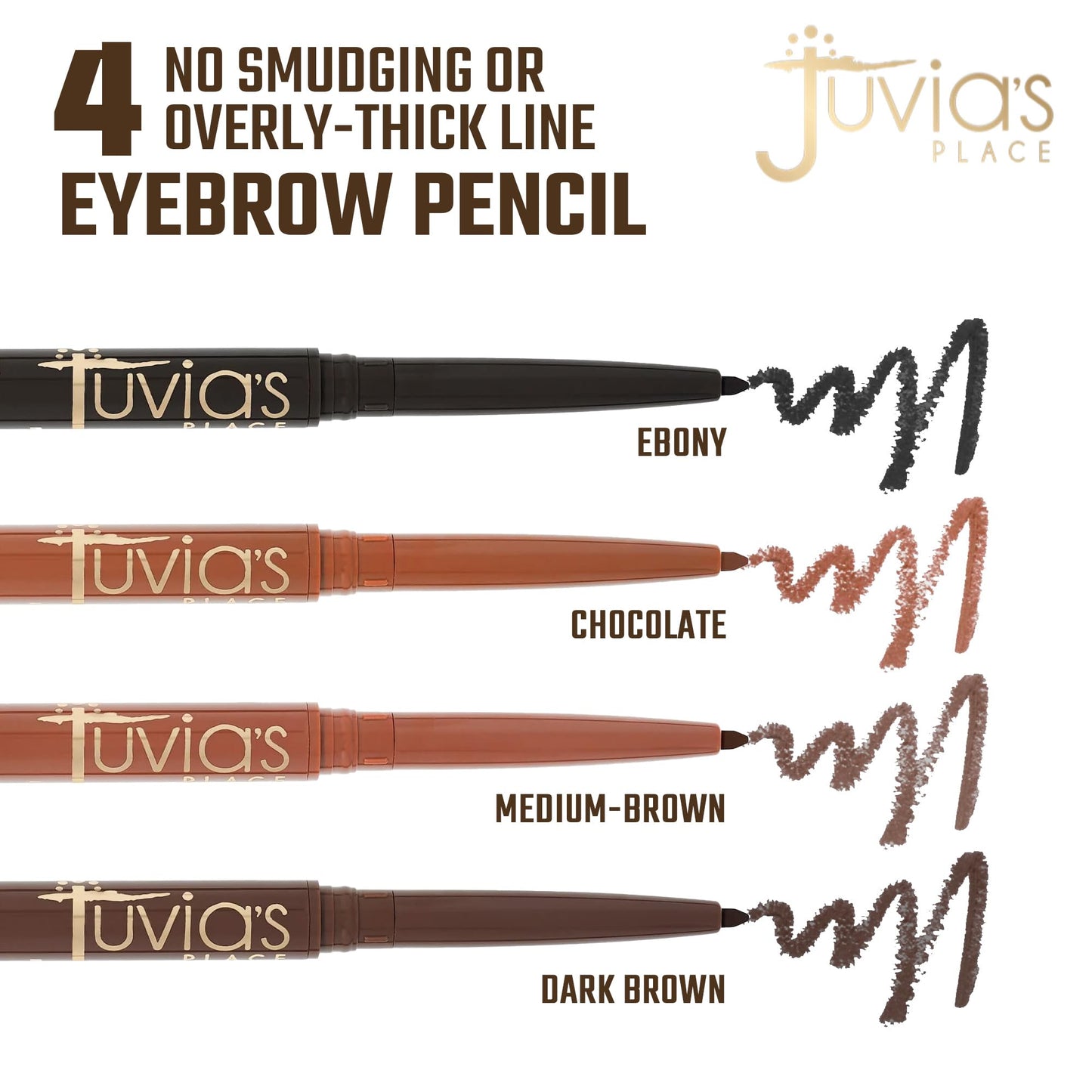 Juvia's Place iSculpt, iShade Chocolate - Eyebrow Pencil Liner with Spoolie Brush, Eyebrow Makeup, Brow Pencil Definer, Waterproof Eyebrow Pencil, Eyebrow Filler Pencil, Brow Liner Pencil