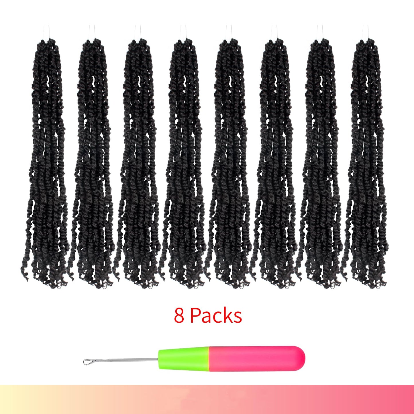 The BOHOBABE Pre-twisted Passion Twist Crochet Hair 20 Inch Long Pre-looped Crochet Passion Twist Braiding Hair 8 Packs Soft Bohemian Twists (1B)