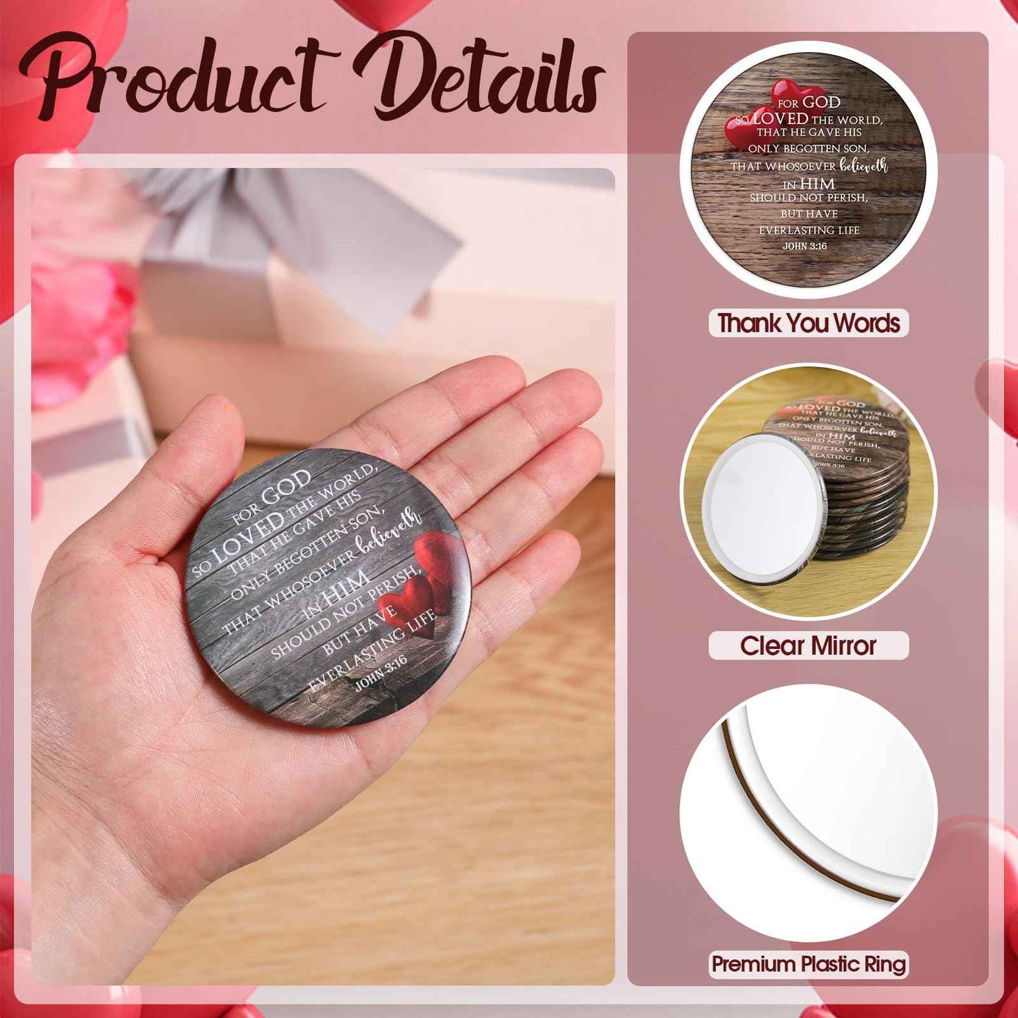 Geetery 30 Pcs Mothers Day Christian Gifts for Women Bulk Compact Mirrors Religious Makeup Mirrors Portable Purse Bible Verse Gifts for International Womens Day Gifts Church