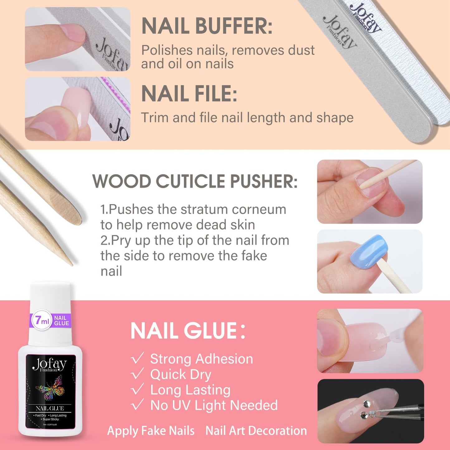 10 Packsï¼?40 Pcs) Press On Nails Short - Jofay Fashion Acrylic Soild Press On Nails Square Glue On Nails with Nail Glue, Fit Perfectly & Natural Stick On Nails Set (Classic Short Nails 1)