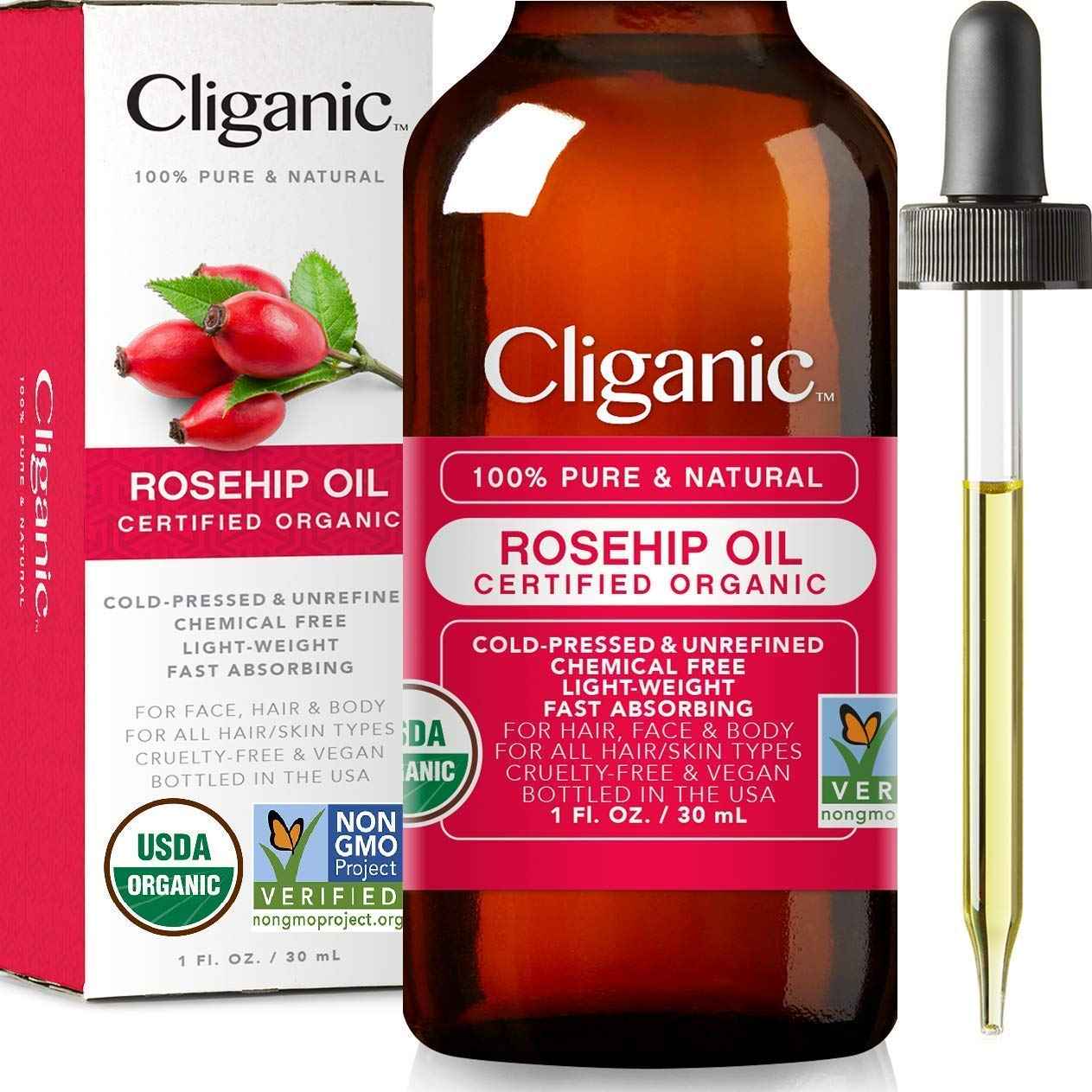 Cliganic Organic Carrier Oils Quad: Castor, Jojoba, Argan & Rosehip