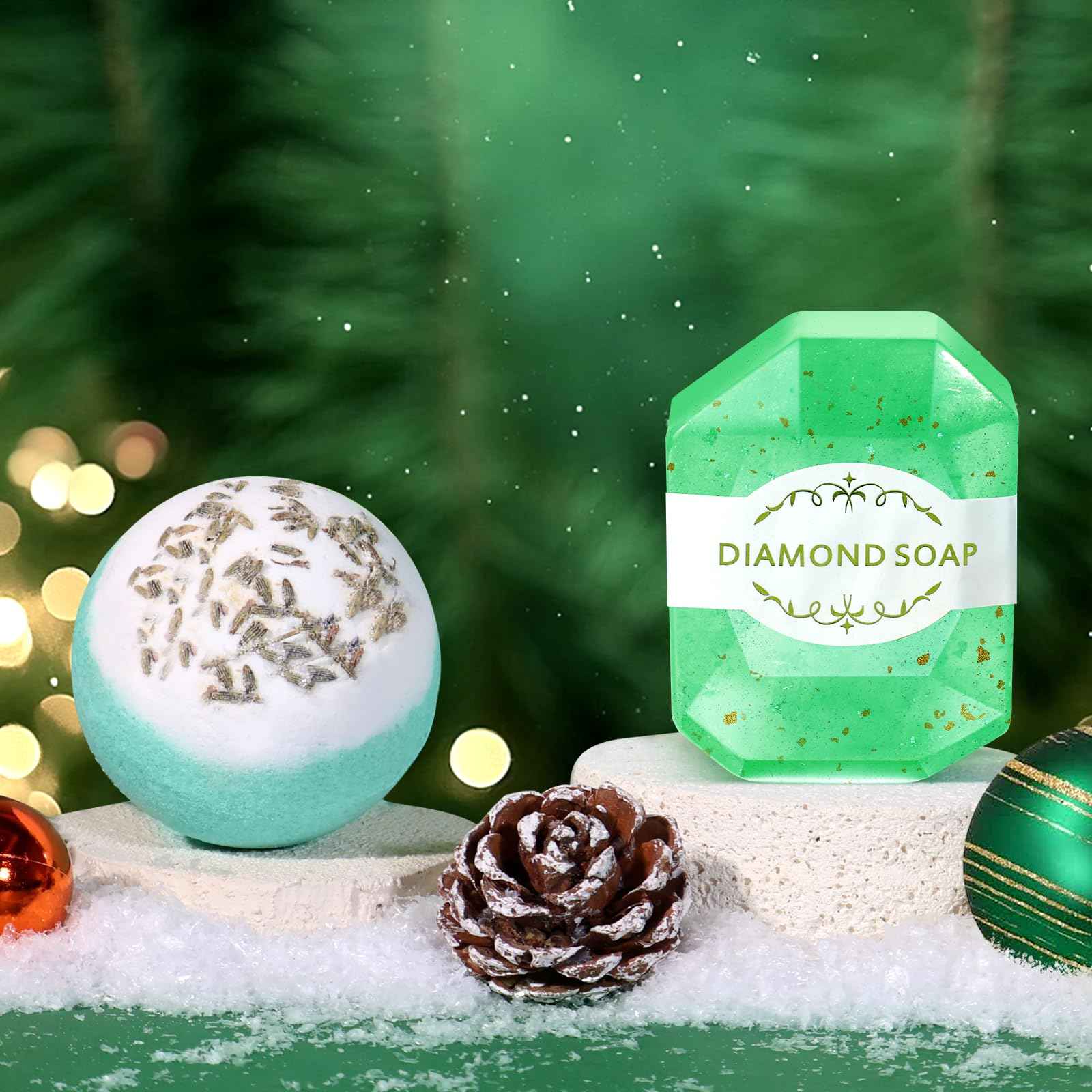 TRSILLE Christmas Gifts for Women, Christmas Birthday Gifts for Women, Green Get Well Soon Self Care Gifts Relaxing Spa Basket with Luxury Flannel Blanket for Mom Christmas Sister Wife Girlfriend