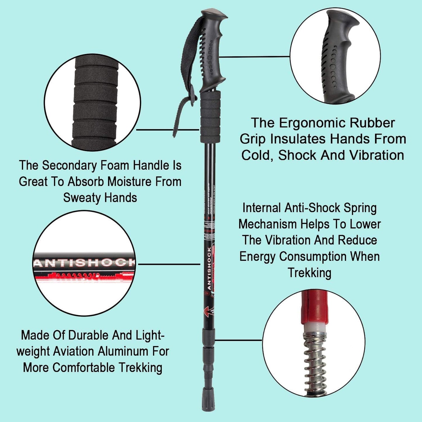 TrailBuddy Trekking Poles - Adjustable Hiking Poles for Snowshoe & Backpacking Gear - Set of 2 Collapsible Walking Sticks, Aluminum with Cork Grip (Purple)