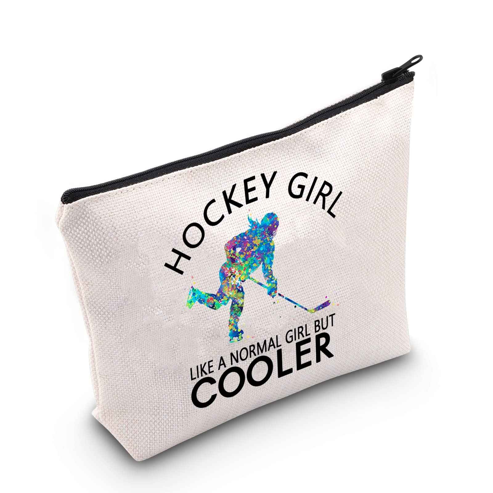TSOTMO Hockey Sports Zipper Pouch Ice Hockey Gift Hockey Designs Hockey Like A Normal But Cooler Cosmetic Bag For Women (Hockey G)