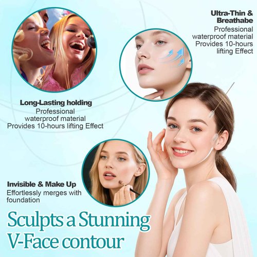 BAIGUOZH Face Lifting Tape, 120 Count Invisible Face Lift Tape for Forehead Cheek Jaw, Medical Grade Facial Tapes to Lift Skin, Instant Firming Under Makeup, Hypoallergenic & Reusable