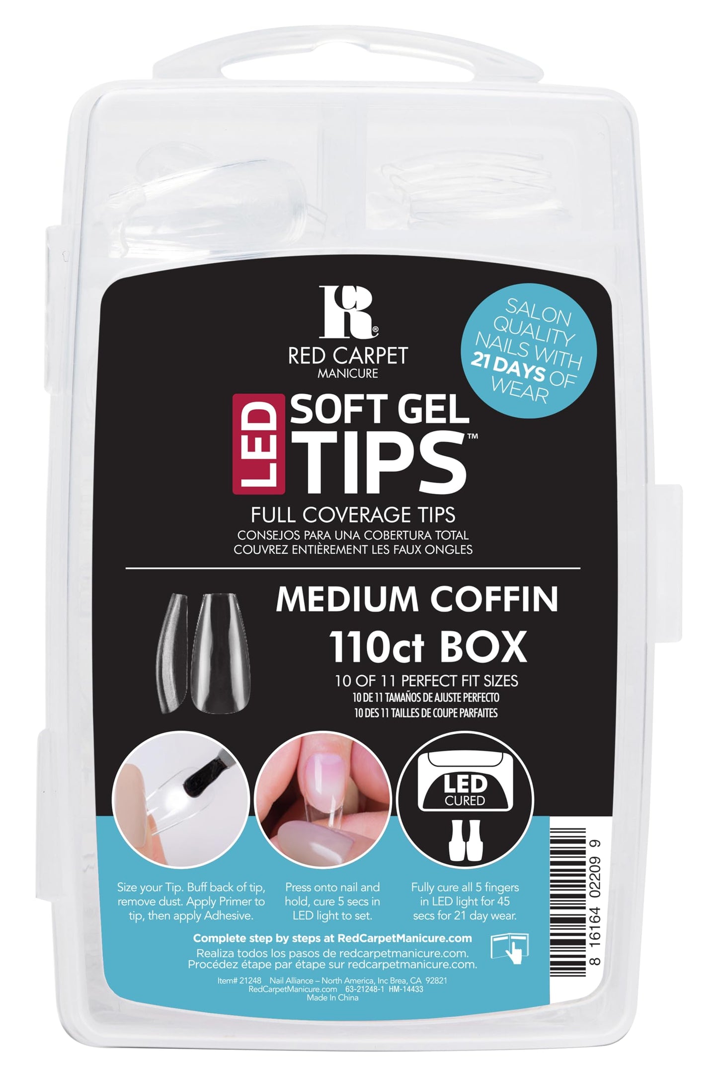 Red Carpet Manicure Soft Gel Tips & Accessories (LED Soft Gel Tips - Medium Coffin)