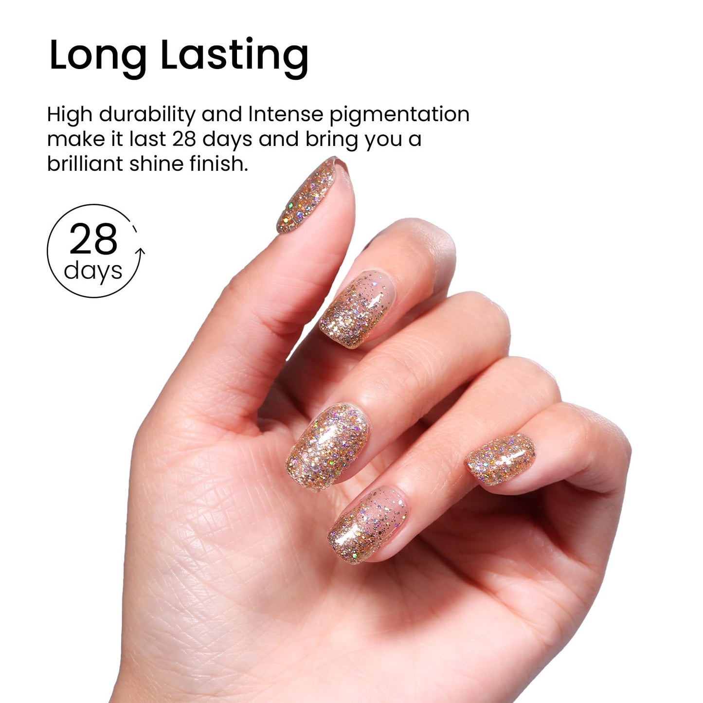 MAYCHAO 15ML Rose Gold Glitter Gel Nail Polish 1Pc Sparkly Rose Gold Gel Polish Soak Off UV LED Nail Polish Nail Art Starter Manicure Salon DIY at Home, 0.5 OZ