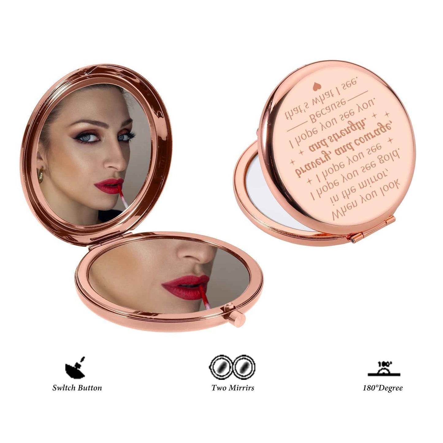 Stocking Stuffers for Teen Girls - White Elephant Gifts Daughter Gift Compact Mirror from Mom Dad Rose Gold Makeup Mirror for Her Teen Girls Daughter in Law Unique Wedding Birthday Christmas