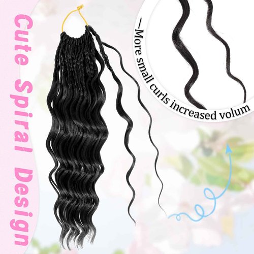 Gowit Pre Looped Deep Wave Crochet Hair 14 Inch 7 Packs Short Curly Black Pre Twisted Ocean Wave Deep Twist Crochet Braids Synthetic Braiding Hair for Black Women