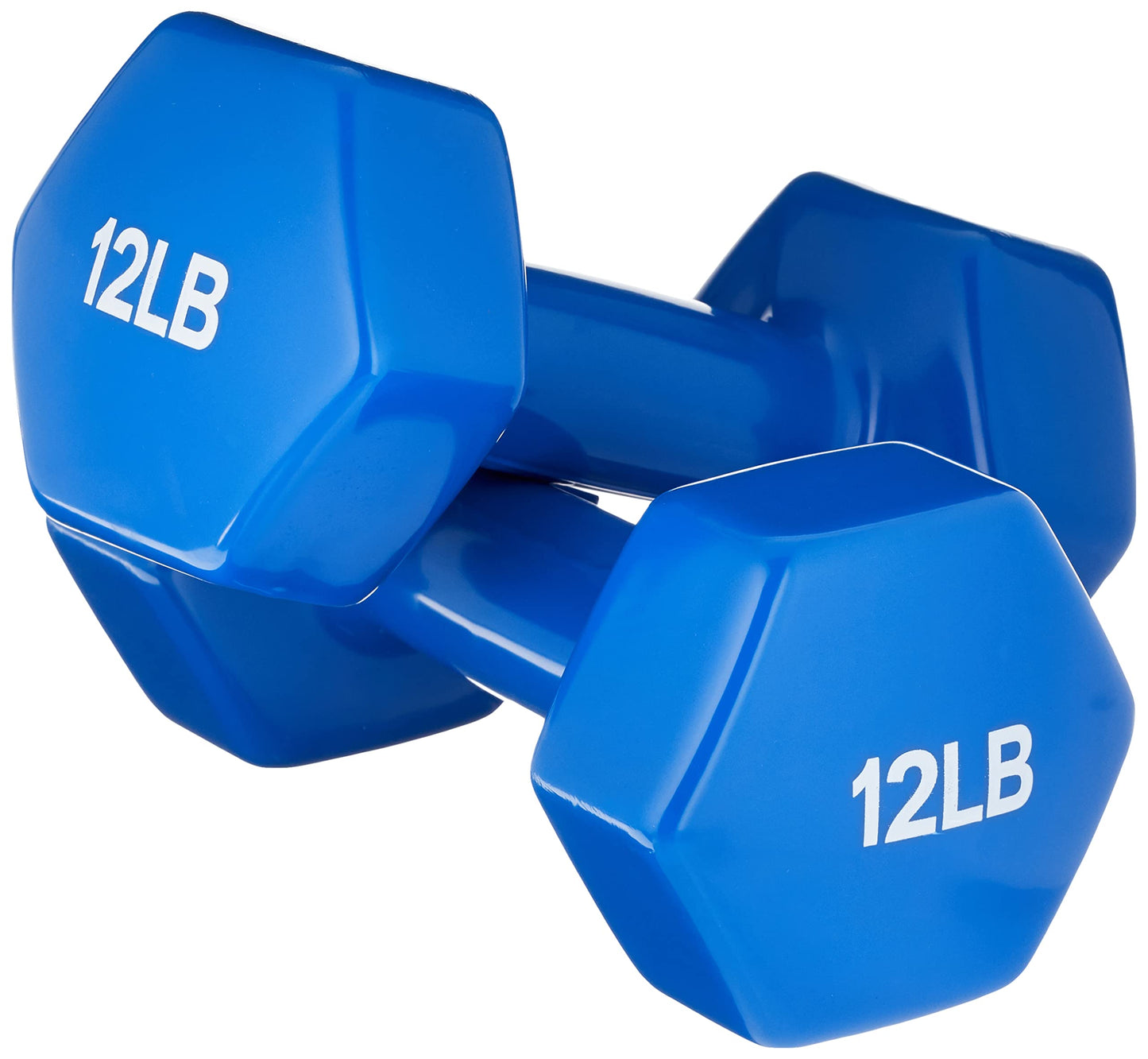 Amazon Basics Vinyl Coated Dumbbell Hand Weights, 12 Pounds, Pair, Blue