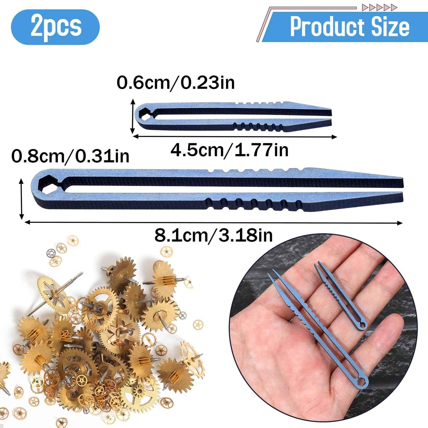 2 Pcs EDC Tweezers Titanium Tweezers Portable Titanium Alloy Tweezers Precision Tweezers Travel Portable Small Tweezer Pick Up Tweezers for Camping Outdoor Gadget(Blue)