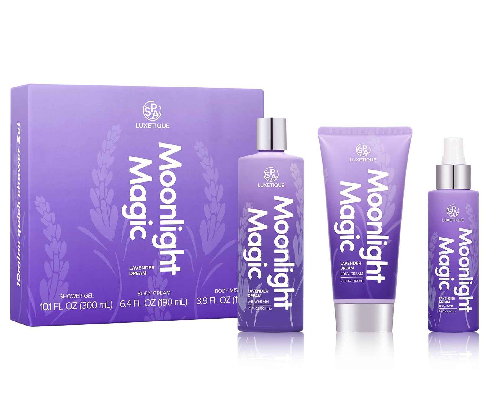 Spa Luxetique Spa Gift Sets for Women, Body Spray for Women, 3 Pcs Lavender Relaxing Spa Kit with Shower Gel, Body Cream,Body Mist, Perfect Birthday Gifts for Moms, and Special Occasions,Unique Gift