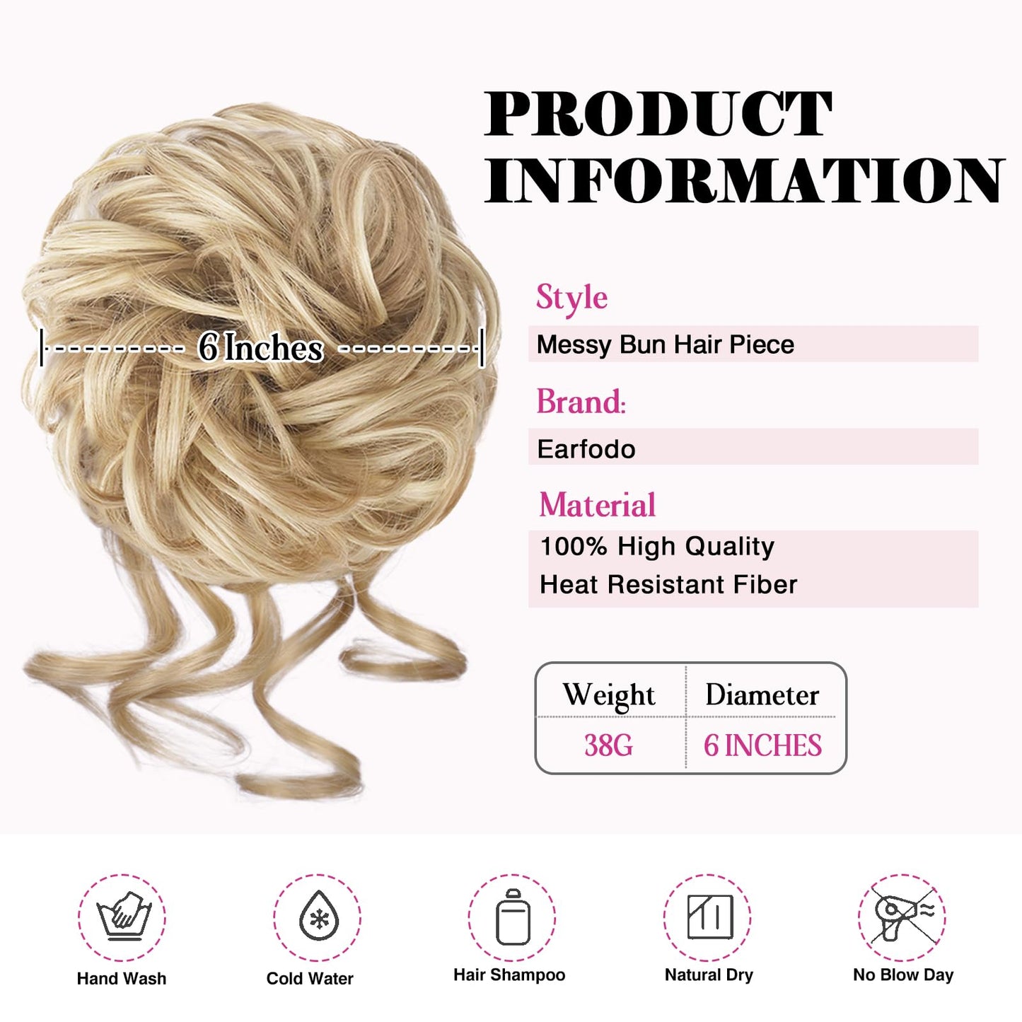 Earfodo Messy Bun Hair Piece, Messy Hair Bun Scrunchies for Women Tousled Updo Bun Synthetic Wavy Curly Chignon Ponytail Hairpiece for Daily Wear(27/613#:Strawberry Blonde & Bleach Blond Mixed)…