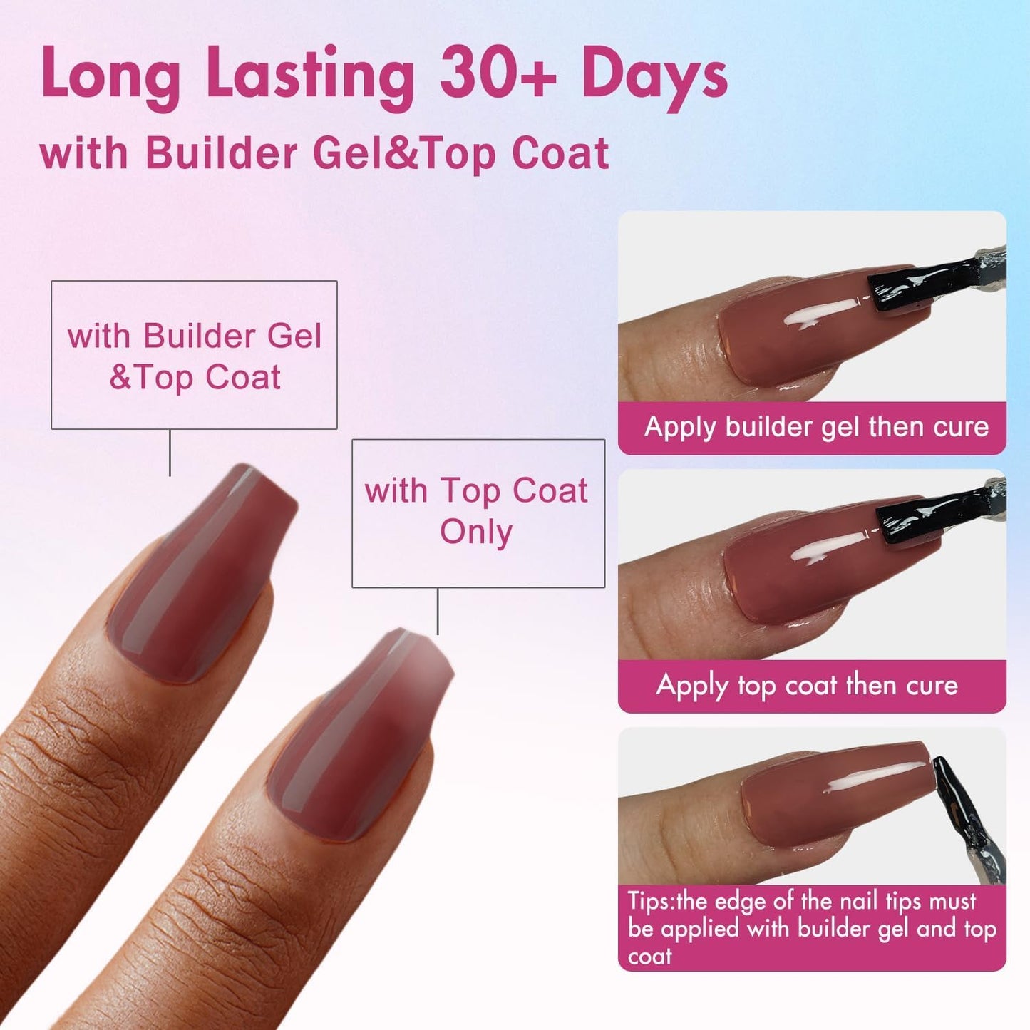 SXVME Mauve Gel X Nail Tips Long Coffin Gel X Nails Pre-colored Gel X Tips Long Press on Nails Pre Applied Tip Primer Soft Gel Nail Tips NaturalAcrylic Fake Nails Extensions for DIY Nail,300Pcs