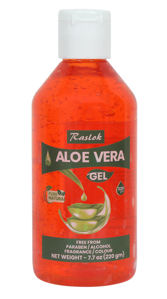 Raslok Aloe Vera Gel | 100% Pure Natural Organic Aloe Gel | For Moisturizing Face Skin & Hair Care (Hibiscus, 7.76 oz)