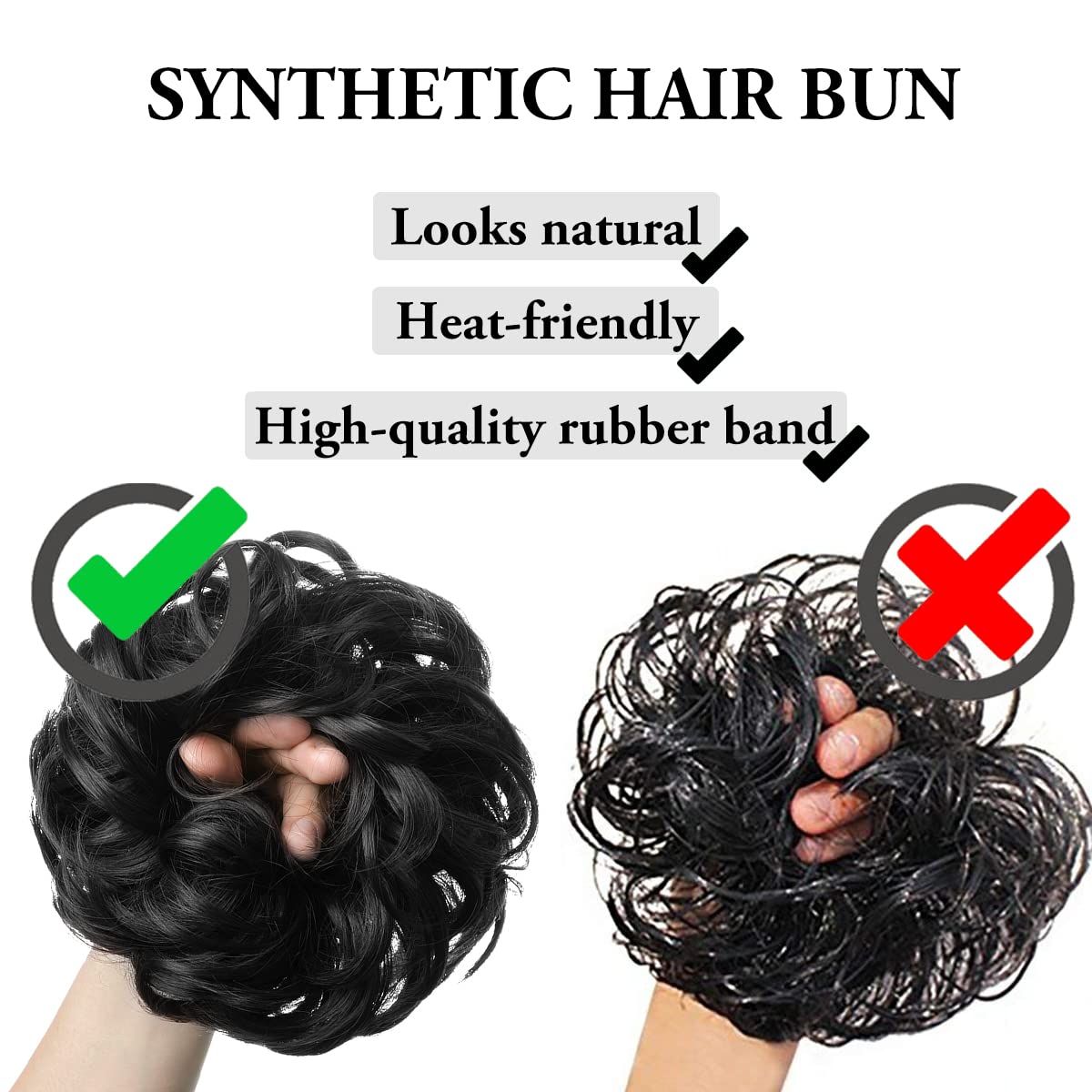 SARLA Updo Messy Bun Hair Piece White Blonde Synthetic Fake Scrunchies Ponytail Extension Wavy Curly for Women Girls 2PCS