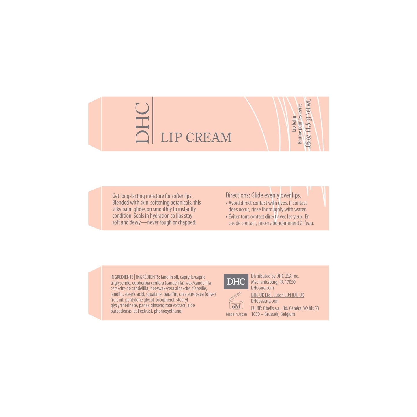 DHC Lip Cream 4 pack, Ultra-Moisturizing Lip Balm, (0.05 oz. Net wt. x 4) (4 pack, 4, Count)