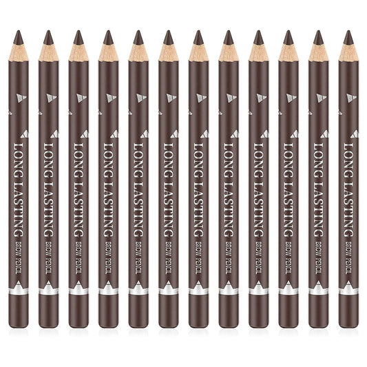 Go Ho 12 PCS Dark Brown Eyebrow Eyeliner Pencils Makeup Pen,Waterproof Eye Brow Pencil,Long-lasting Nice Color Eyebrow Pen,Make up Brow Tint Pencils（Dark Brown）