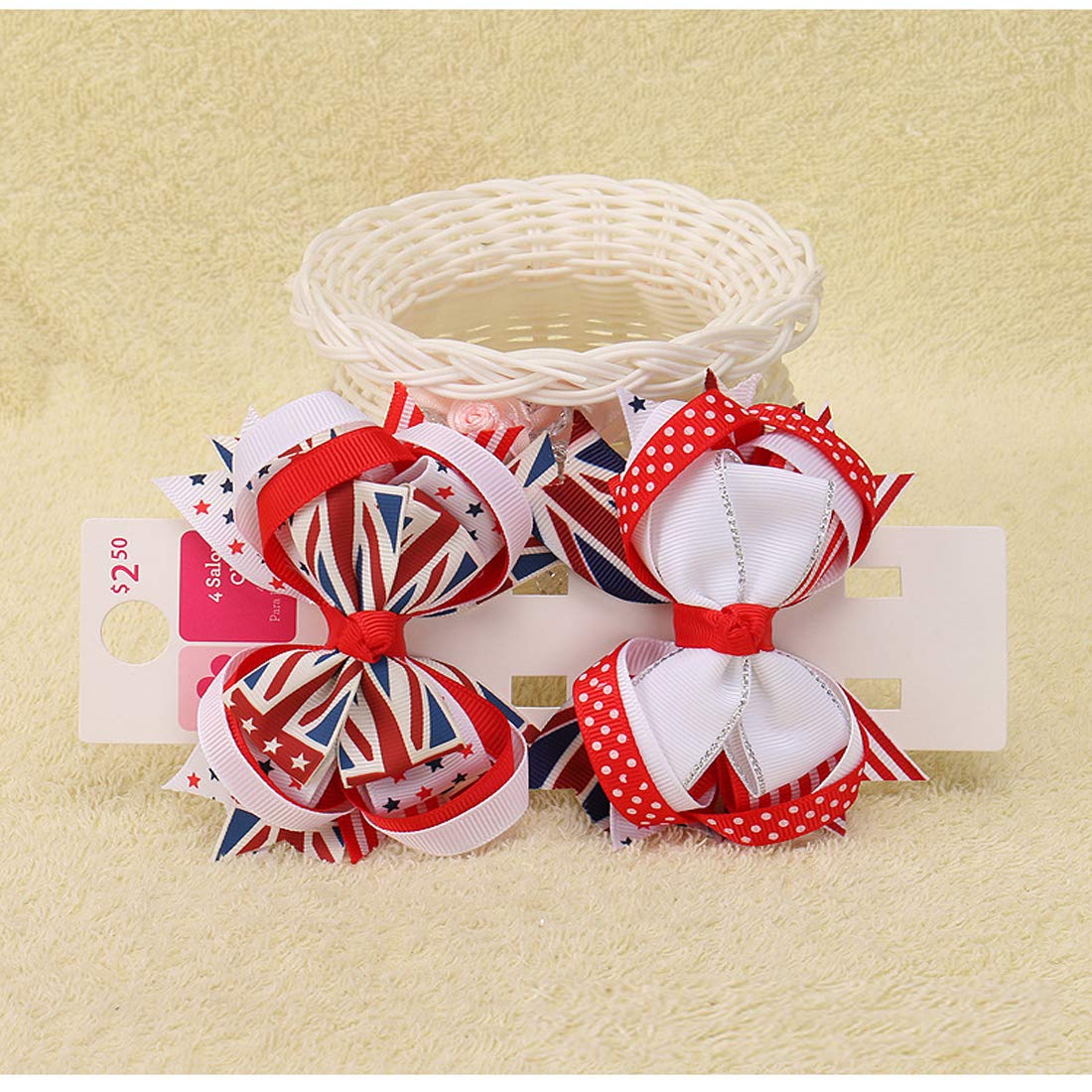 Girl Hair Clip Hair Bows Boutique Alligator Hairpins Hair Accessories for 4th of July 2 Pack ZFJ04 (Style 8)