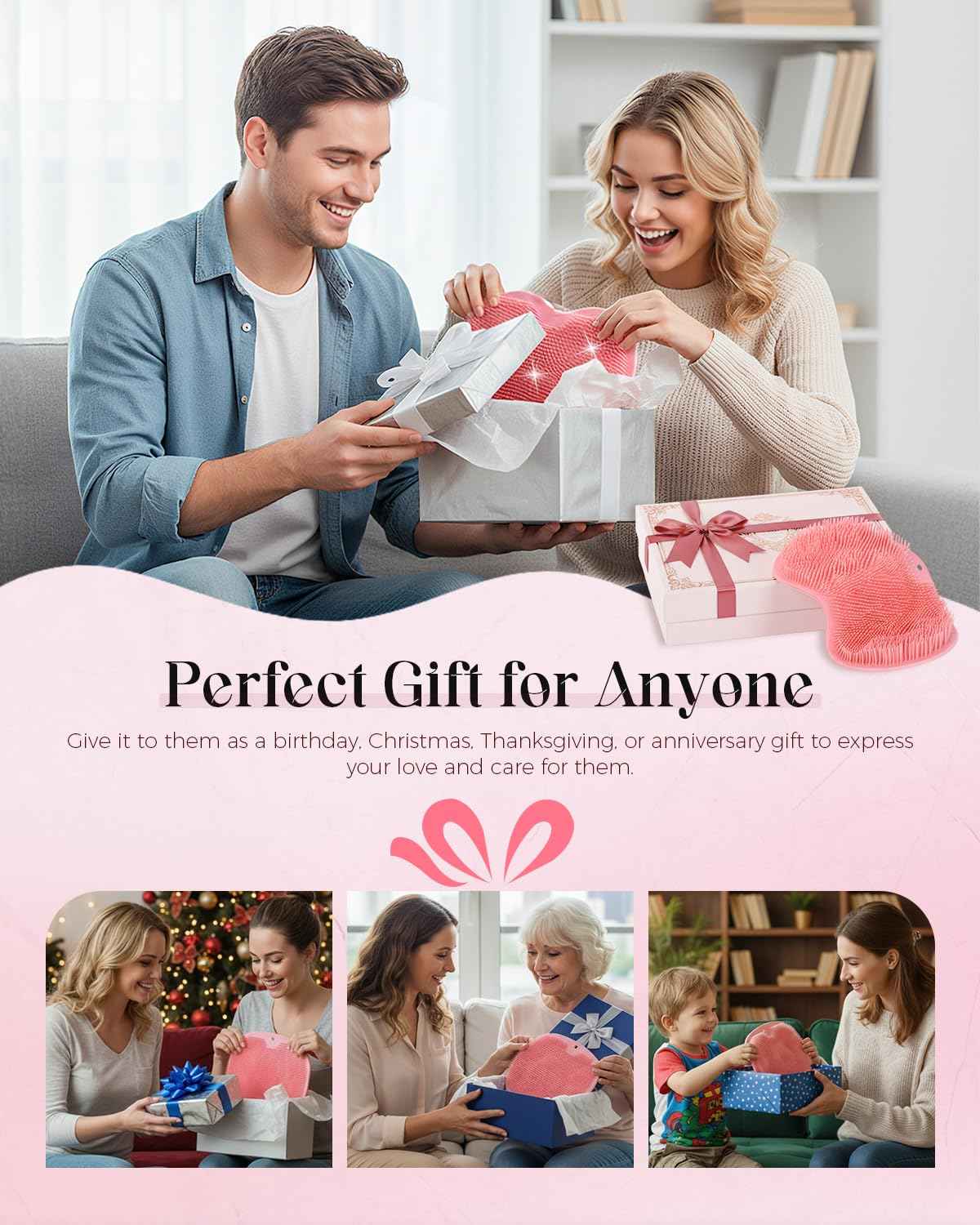 Silicone Shower Foot Scrubber Mat, 2026 Upgraded Shower Foot and Back Scrubber Massage Pad with Non-Slip Suction Cups, Magic Exfoliating & Massages Scrubber Mat for Soothes Tired Feet (Blue)