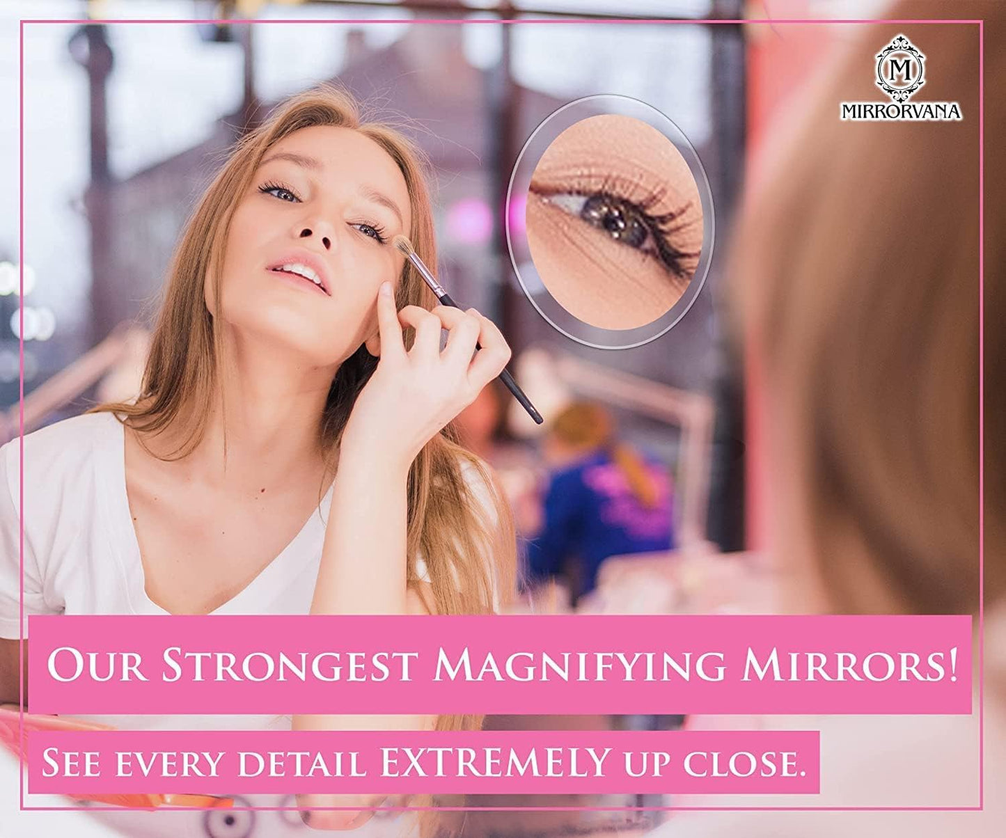 MIRRORVANA 20X & 15X Magnifying Mirror Set with 3 Suction Cups Each - Compact & Travel Ready Mirror for Makeup - Sizes: 6" and 4" Wide